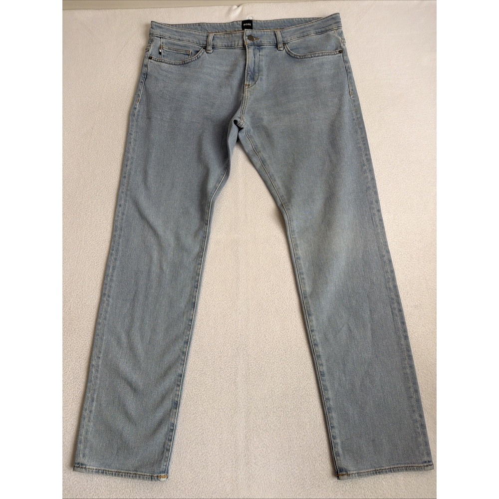HUGO BOSS Delaware Slim Fit Stretch Denim Jeans Mens W38 L32 Blue Stone Wash